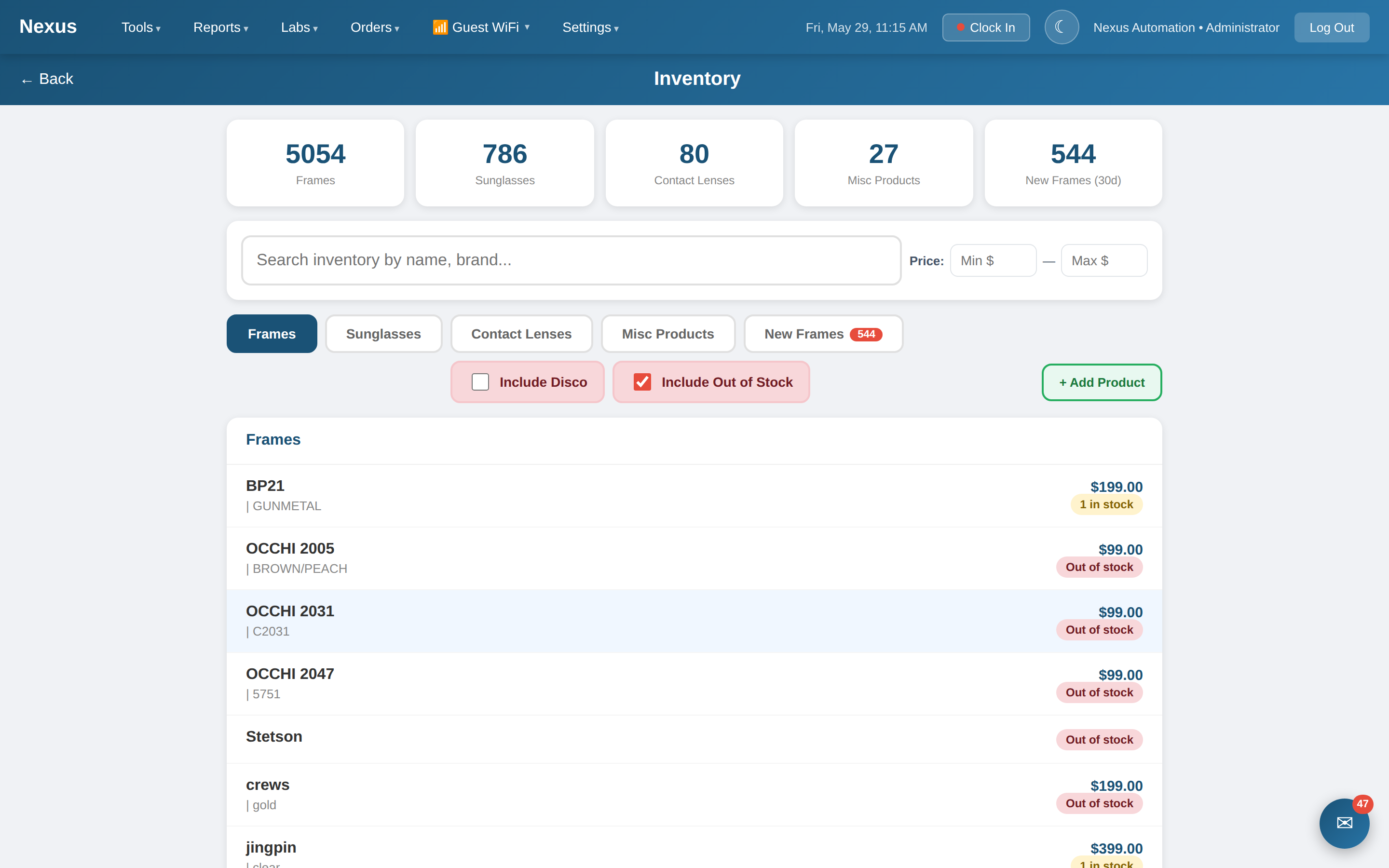 Inventory dashboard